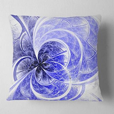 Imagem de Designart Blue Light Fractal Flower Pattern ' Abstrato Throw Sala de estar, Sofá, Almofada de Alta Qualidade e Capa de Almofada Impressa 40,64 cm x 40,64 cm