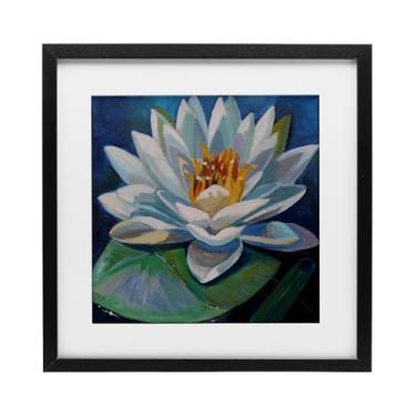 Imagem de Stupell Industries Impressão emoldurada de flor de lótus pacífica em preto design sob vidro por Violeta Vollmer, 40,6 x 40,6 cm