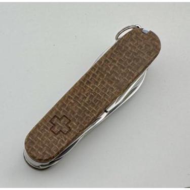 Imagem de Capas de substituição para balanças Victorinox Plus 91 mm de lona para Micarts com palito de dente e caneta esferográfica (marrom grande)