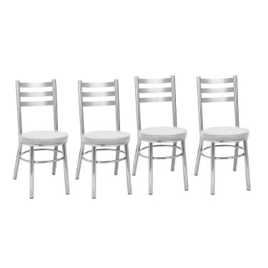 Imagem de Kit 4 Cadeiras para Sala de Jantar Cc80 Debrum Cromado/Branco