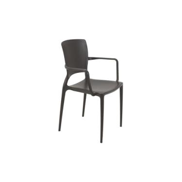 Imagem de Cadeira Tramontina Sofia em Polipropileno e Fibra de Vidro Marrom com Encosto Fechado e Braços