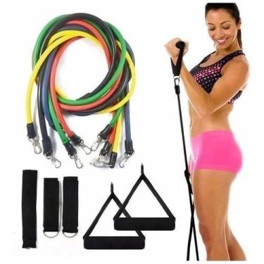 Imagem de Kit Academia em Casa - Elásticos para Treinar em casa - 11 itens- Fitn