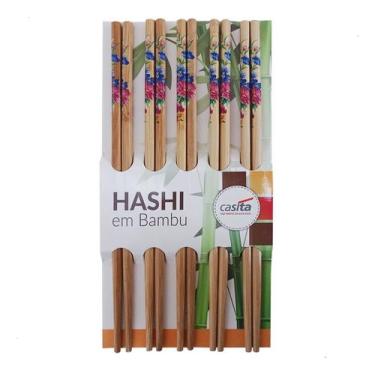 Imagem de 10 Pares Hashi Bambu Sushi Sashimi 24cm Lavável Reutilizável - Loja Br