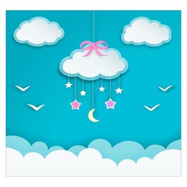 Imagem de Papel de Parede Adesivo Infantil Nuvens Bebe Quarto Menina - 522pcp - 