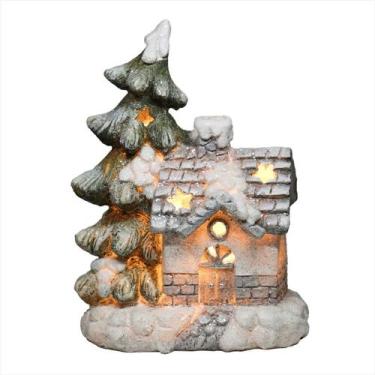 Imagem de Casa Natalina Árvore Nevada Vila Papai Noel Iluminada 23cm - Magizi