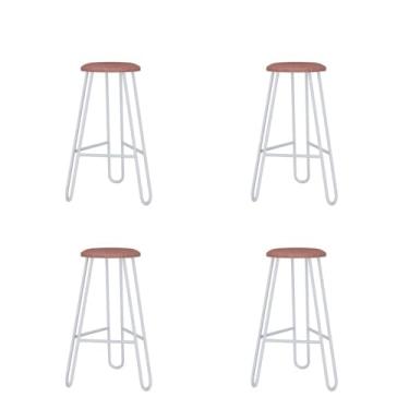 Imagem de Conjunto 4 Banquetas Altas Ginger com Estrutura Branca