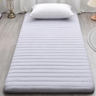 Imagem de Colchão De Chão único Engrossado 5 Cm, Colchão Futon Macio Tapete De Tatame Japonês Portátil De Enrolar Colchão Dobrável Almofada De Cama Para Cama De Acampamento Em Casa, Cream Color, 80x190cm