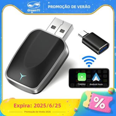 Imagem de Adaptador Wireless CarPlay GreenYi Para Apple CarPlay E Android Auto, 