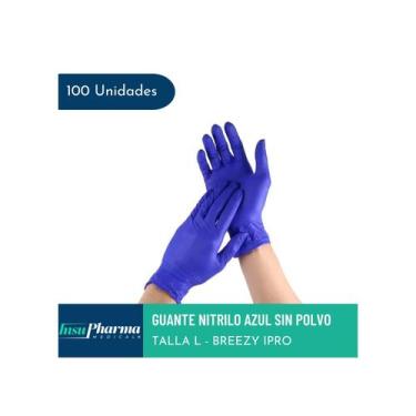 Imagem de Luvas de nitrilo descartáveis Breezy Size M, caixa de 100 unidades - L