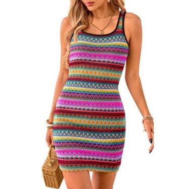 Imagem de Minivestido feminino PRETTYGARDEN 2025 Boho listrado roxo