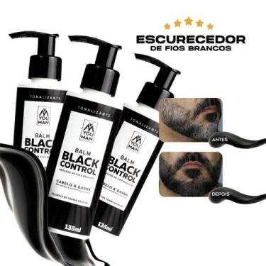 Imagem de Kit com 3 unidades do Balm escurecedor Black Control  Cabelo e barba  
