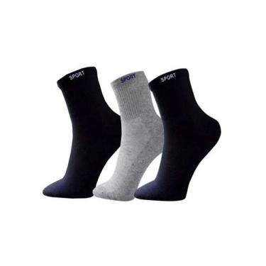 Imagem de Kit 12 Pares De Meias Masculina Atoalhada Esportiva, Preto, Cinza spor