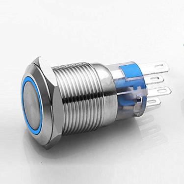Imagem de DIGITEN 19 mm, à prova d'água, aço inoxidável, azul, olho de anjo, 12 V, botão liga/desliga para carro