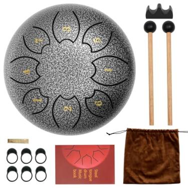 Imagem de Tambor de língua de aço, kit de bateria de aço de percussão de tambor de tanque, 15 cm, 8 notas com acessórios completos, textura requintada em tom etéreo para crianças e adultos amantes de música