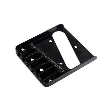 Imagem de Metallor Ponte de guitarra vintage, 6 selas, corda através do corpo e ponte superior do carregador para substituição de peças de guitarra elétrica Tele Telecaster Preto.