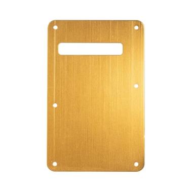 Imagem de DIAO79NI 6 furos Strat Metal Alumínio Placa traseira Tremolo Trem Cavity Cover para Fender EUA/Mexican Standard Stratocaster Guitarra elétrica estilo moderno, amarelo alaranjado