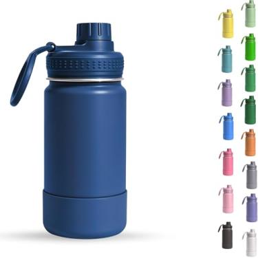 Imagem de Garrafa Térmica Infantil - 350ml, Parede Dupla de Isolamento 24horas Gelado, Tampa Rosca De Segurança, Anti Vazamento, Base Silicone AntiDerrapante, BPA Free (Azul Marinho)