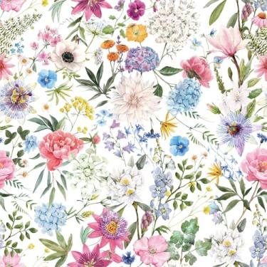 Imagem de ReWallpaper Papel de parede de hortênsia azul de 48 cm × 6 m, descasque e cole papel de parede floral colorido para quarto