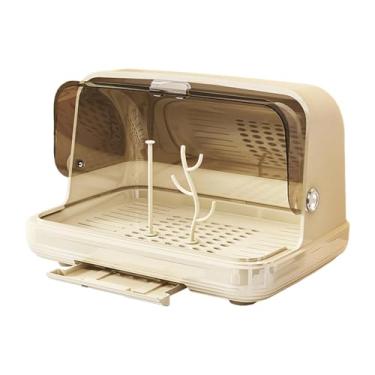 Imagem de simhoa Organizador de escorredor de mamadeiras para, secador de, economizador de espaço, caixa de armazenamento de mamadeiras para, Caqui Claro Grande