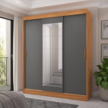 Imagem de Roupeiro Flex 3 Portas com Espelho 4 Gavetas Reversível Capri Cinamomo/Off White/Grafite