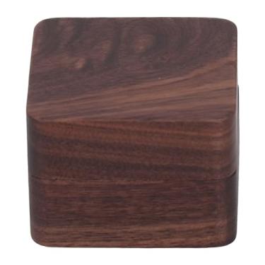 Imagem de BAFOVY Caixa de Anel de Madeira Retro Lindo Botão de ímã Portátil Black Walnut Ring Box para Propostas de Compromissos Casamentos