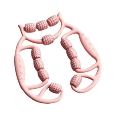 Imagem de predolo Rolo de massagem para pernas, 12 rodas, equipamento de rolo muscular, braçadeira ergonômica para pernas, massagem de tecido profundo para exercícios, Rosa