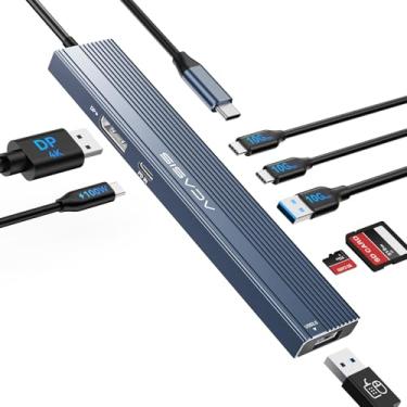 Imagem de ACASIS Hub USB C com porta DP adaptador multiportas de 10 Gbps com porta de exibição 4K 3 x USB 3.2 geração 2 + porta de dados USB 2.0 480 M/bps 100 W entrega de energia SD/TF3.0 USB C para