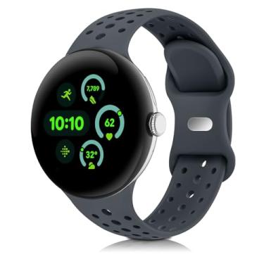 Imagem de HAYONLIY Pulseiras esportivas compatíveis com Google Pixel Watch 4/3/2/1 de 41 mm e 45 mm, pulseira respirável de silicone macio de substituição para mulheres e homens