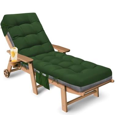 Imagem de Tycdiose Almofada de espreguiçadeira para área externa, à prova d'água, almofadas de substituição para móveis ao ar livre, espessas 188 x 55 x 12 cm, almofadas antiderrapantes para cadeiras de piscina