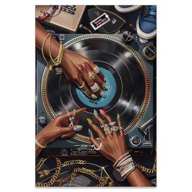 Imagem de rumlud Pôster em tela de música de mulher negra y2k arte de parede vintage urbano feminino impressões estéticas para bar quarto galeria decoração de parede 40,6 x 61 cm sem moldura