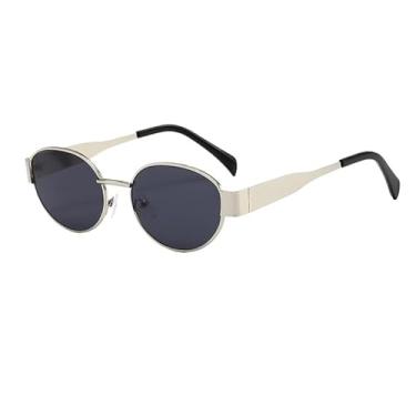 Imagem de NOVO Óculos De Sol Oval Vintage Para Mulheres Homens Pequenos Com Armação Metálica moda 2025 unissex(COM,PRADA LENTE PRETO)