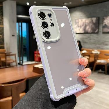 Imagem de Capa de celular com proteção híbrida à prova de choque e airbag para Samsung Galaxy S25 S24 Ultra Plus, capa rígida transparente (para S25 Plus/roxo-cinza)