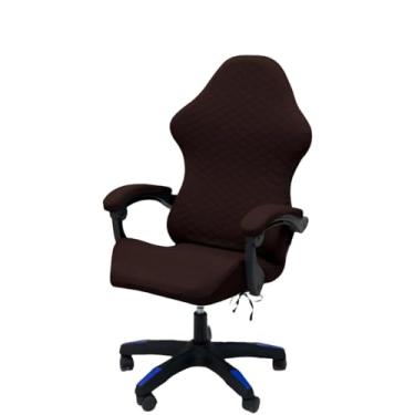 Imagem de Conjunto de capa de cadeira de jogos com capas de apoio de braço, capa elástica de jacquard, 1 capa de ajuste de forma e capas de braços de cadeira incluídas (sem cadeira (café)