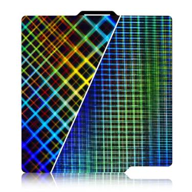 Imagem de Ideaformer Liso Arco-íris Xadrez + Malha Arco-íris Placa de Construção PES 257 x 257 mm, PES Plataforma de Chapa de Aço Mola para Bambu Lab A1/X1C/X1/X1E/P1P/P1S Cama de Impressoras 3D