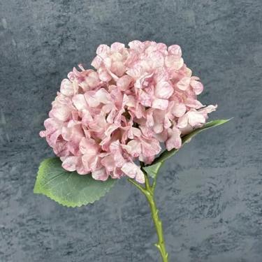 Imagem de 5 peças de flores artificiais de seda grandes de hortênsia, decoração para casamento, festa, arranjo floral, flores falsas, buquê de hortênsia, enfeites para casa (roxo claro)