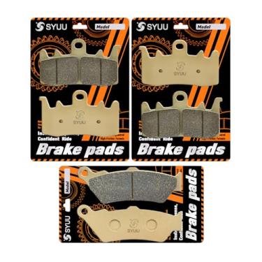 Imagem de S SYUU Kit de conjunto de pastilhas de freio dianteiras traseiras de motocicleta confiável de alto desempenho compatível com BMW R 1200 GS Adventure 13-15 R 1200 RT 2014 FA630F FA209R