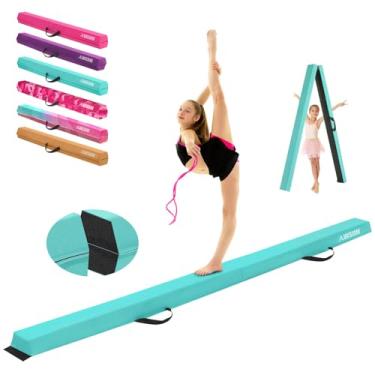 Imagem de AWSUM Viga de equilíbrio para crianças de 3 a 15 anos, viga de piso de ginástica dobrável de 1,8 m, antiderrapante, coberta de camurça, espuma EVA, equipamento de ginástica para treinamento infantil