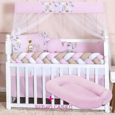 Imagem de Kit Berço para Menino com Ninho Redutor para berço Normal Safari Azul 