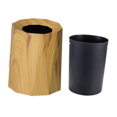 Imagem de ＫＬＫＣＭＳ Lixeira Antiderramamento Lixeira Elegante Cesto de Lixo para Banheiro Interno Escritório Sala de Estar Dormitório, Cor de Madeira