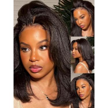 Imagem de Peruca Nadula Light Yaki Wavy Bob 35cm Cabelo humano 150% de densidade