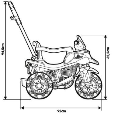 Imagem de Triciclo Infantil Moto com Pedal e Haste - Azul - MARAL