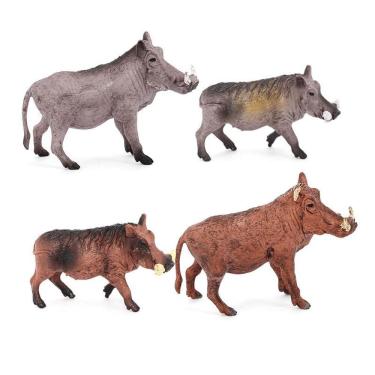 Imagem de Conjunto de estatuetas Wild Boar African Warthog Desert 4 peças de PVC