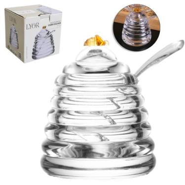 Imagem de Açucareiro Vidro Cristal Com Tampa Abelha + Colher De Acrilico Little 
