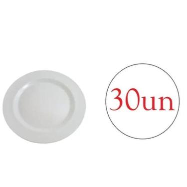 Imagem de Prato Redondo De Melanina Branco Refeição Festa 25Cm - 30Un