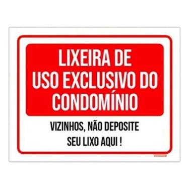 Imagem de Placa Sinalização - Lixeira Uso Exclusivo Condomínio 18X23