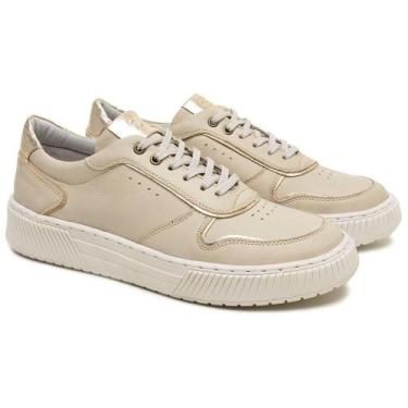 Imagem de Tênis Casual Feminino Couro Legitimo Off White Original Confortável Pa