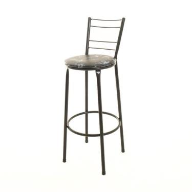 Imagem de Banqueta Banco Alto Balcão Cozinha 4 Arames - ESPAÇO JUNCO, Preto Flor