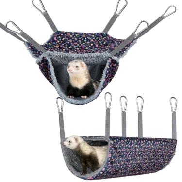 Imagem de Bienbee Conjunto de 2 peças de rede de rato furão para gaiola, lavável, cama de esconderijo de porquinho-da-índia, macia, para animais pequenos, brinquedos de túnel, gaiola de furão, acessórios para