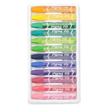 Imagem de PATIKIL 12 cores claras pastéis a óleo, giz de cera macio, pastéis vibrantes e cremosos, materiais de arte em bastão para pintura de arte, desenho, mistura de graffiti para artistas iniciantes