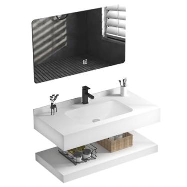 Imagem de Bancada de Porcelanato c/Cuba de Cerâmica + Espelho com Led